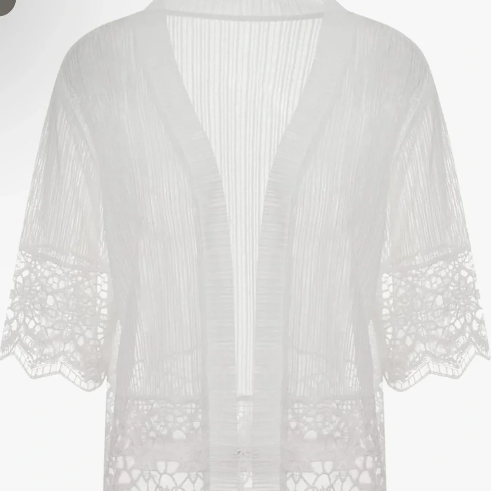 Lace Sheer Cardigan Sweater Short Sleeve Open Front Shrug Floral Bolero Cover Up - Picture 6 of 12